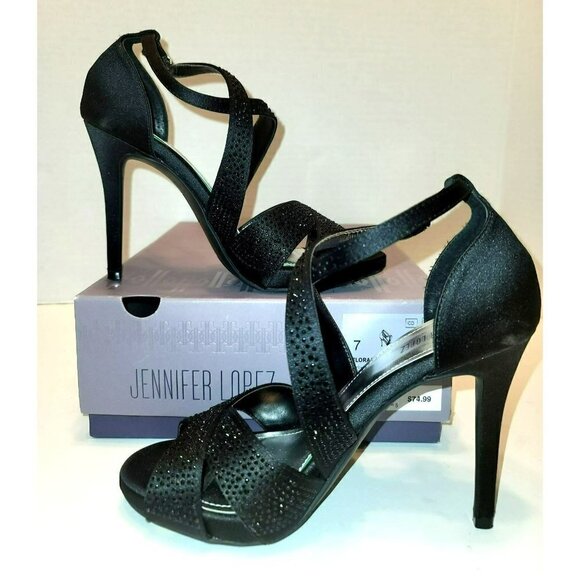 JLo Jennifer Lopez Flora Black Rhinestone Pumps - Size 7 - Picture 2 of 10
